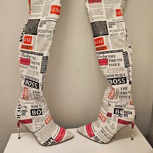 Steve Madden Vava White Multi Over the Knee Boots